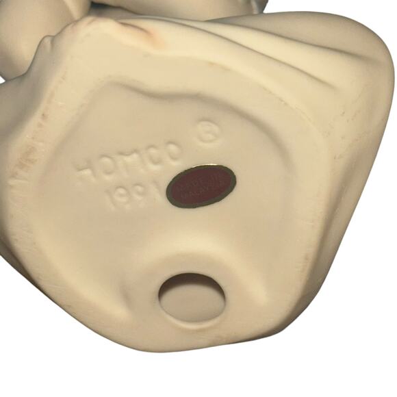 VTG Homco Bisque Angels W Roses Set 2 Signed Mizuno Victorian Cherub Christmas - Picture 7 of 9